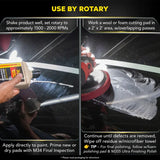 Apply car polish with rotary buffer using wool or foam pad for paint correction and shine