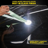 Super-micro abrasive leaves for rapid defect removal on car paint, achieving best-in-class finish with minimal swirls.