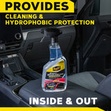 Meguiar's Paint Dash & Glass cleaner spray for car interior and exterior detailing, offering hydrophobic protection.