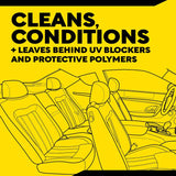 Car interior cleaner that cleans, conditions, and protects with UV blockers and polymers