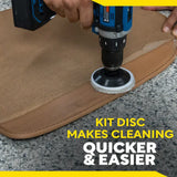 Car mat cleaning with drill attachment kit disc for quicker, easier detailing