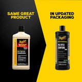 Meguiar's Pro Speed Compound in original and updated packaging for car detailing