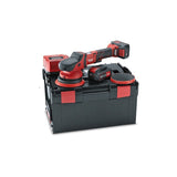 Cordless car polisher kit with battery and charger on black storage case, ideal for auto detailing