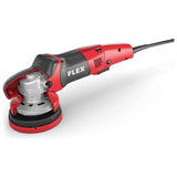Red and black FLEX orbital polisher for car detailing on white background